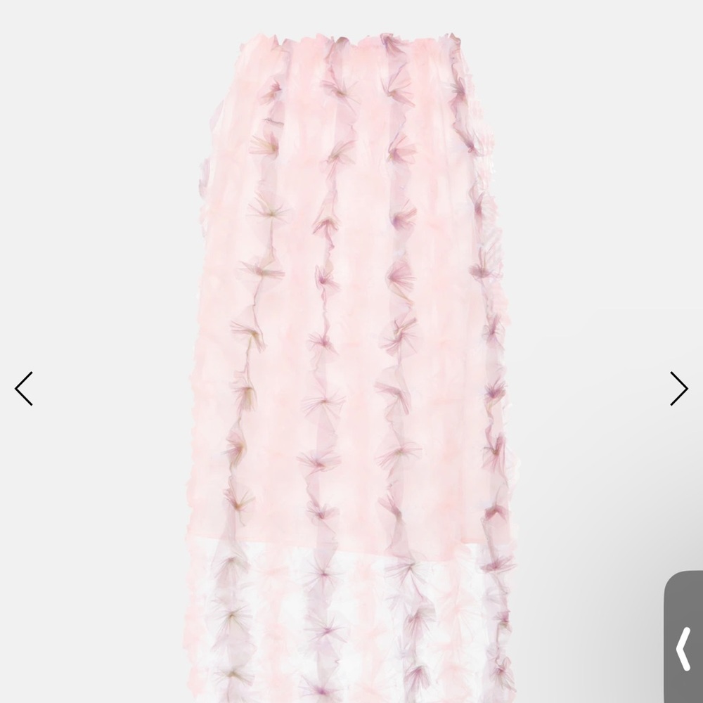 Susan Fang fringed floral Pink Ruffled Pencil Midi Maxi Skirt